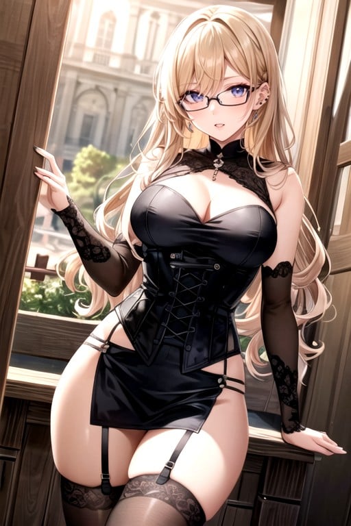 Glasses, Goth, Curly AI Porn