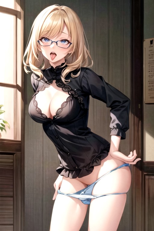 Ahegao, Pulling Down Panties, Glasses AI Porn