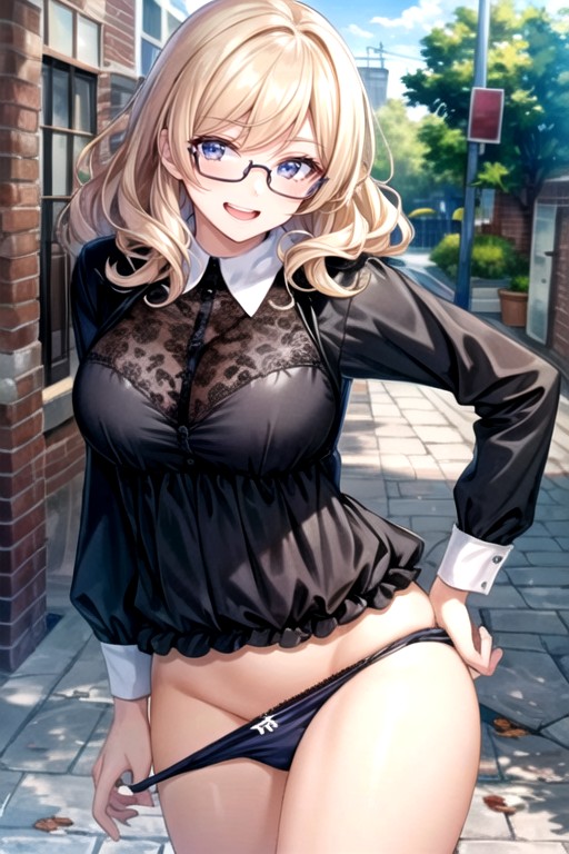 Glasses, Pulling Down Panties, Curly AI Porn