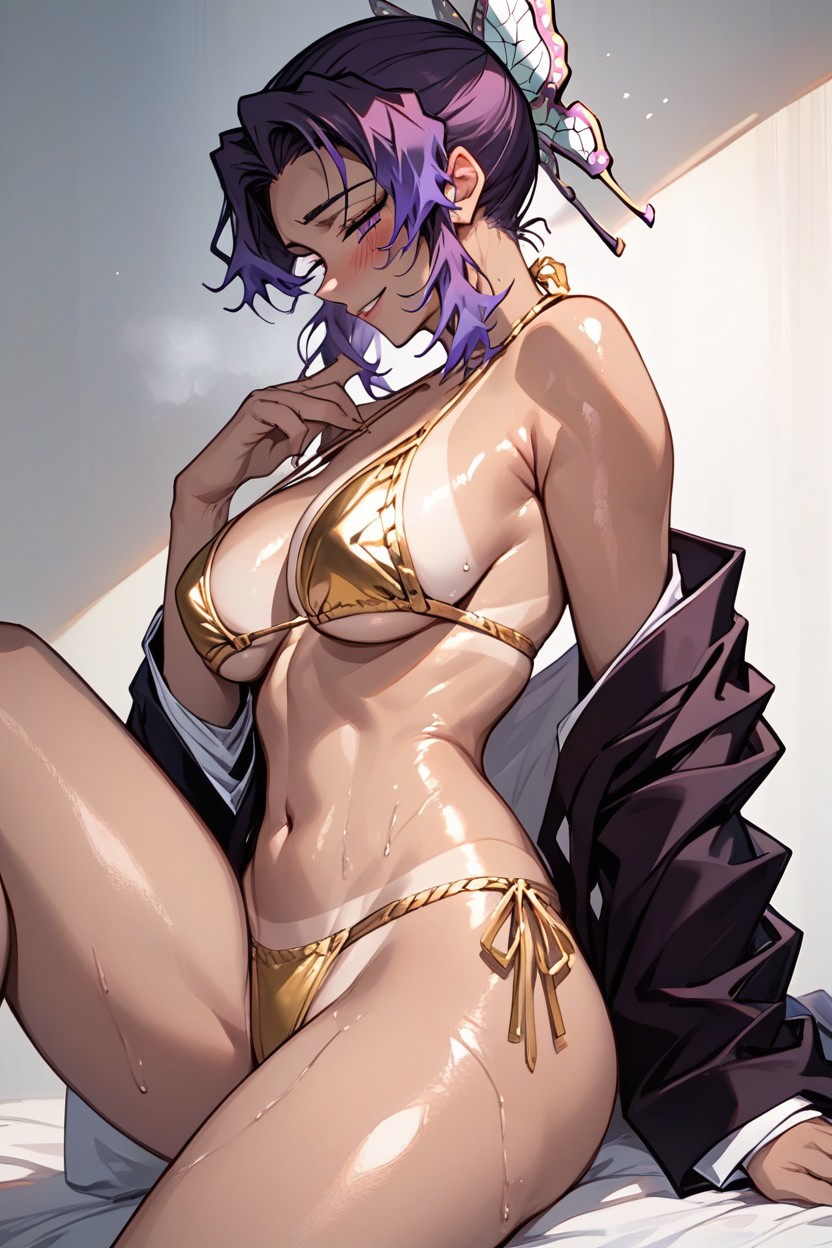 側面図, Gold Bikini, オイルを塗った肌ヘンタイAIポルノ