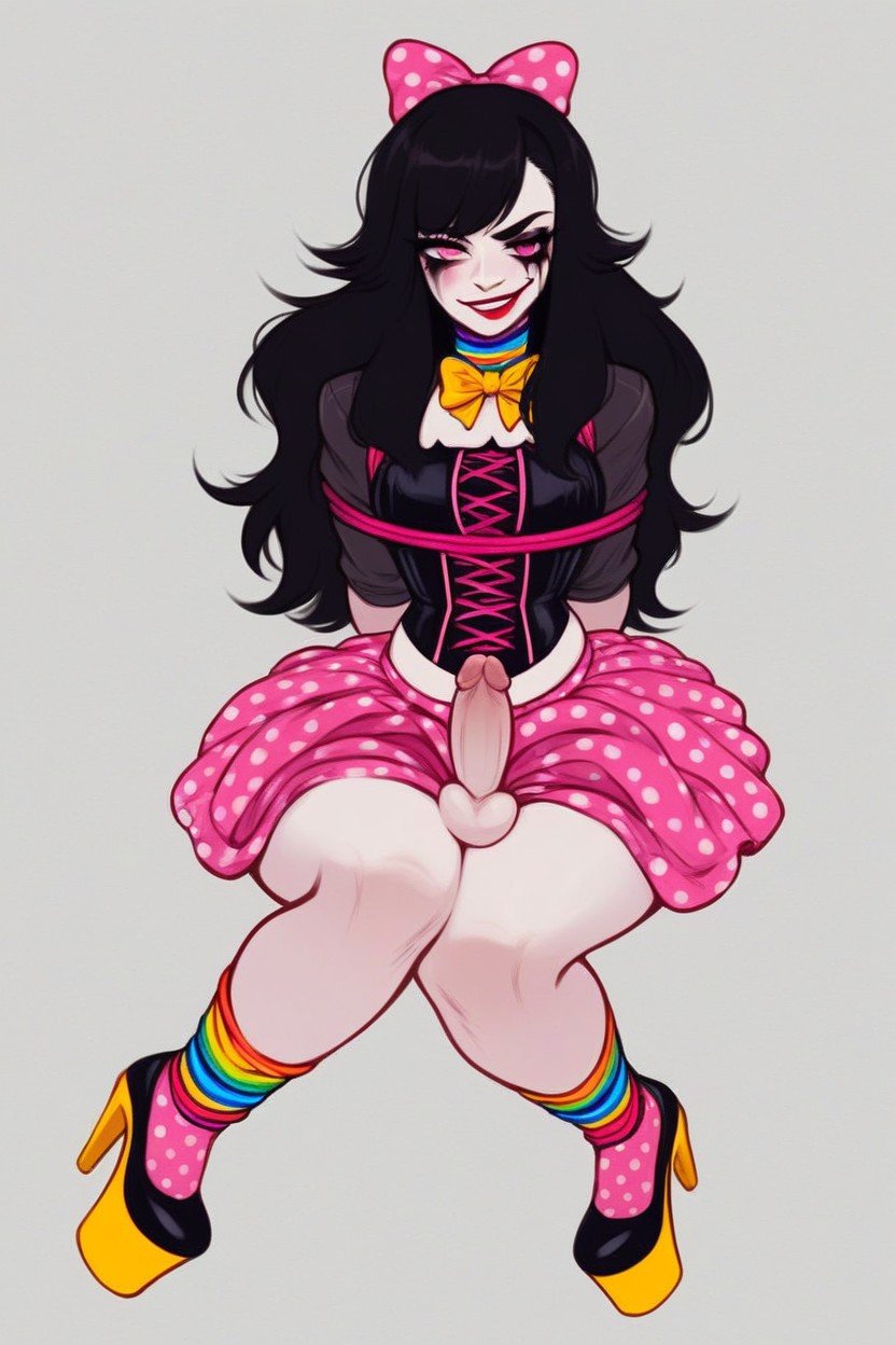 Pink Heart In The Other Eye, Pink And Yellow X Socks, Black Platform Heels人妖AI色情