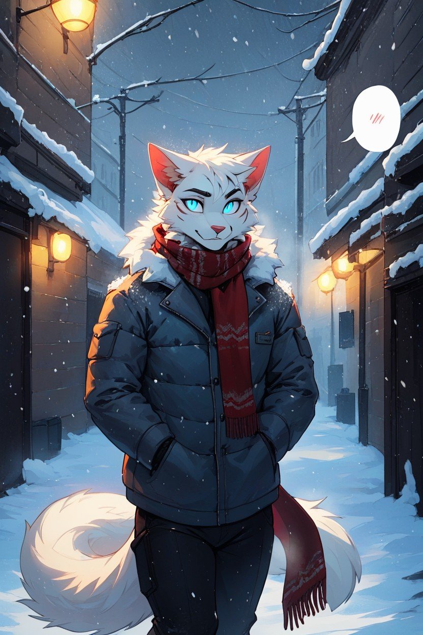 Simple Art Style, Street, Winter퍼리 AI 포르노