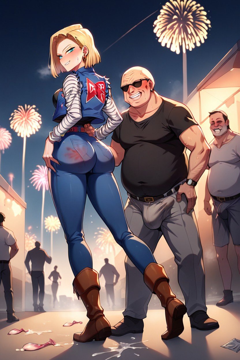 Big Bulge, Fireworks In Dark Sky, TrajePorno AI