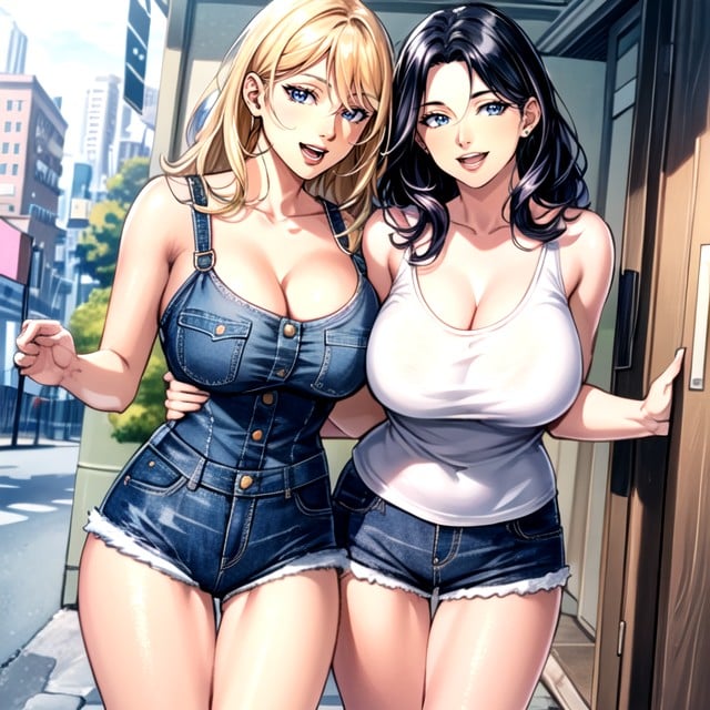 Comic, Jean Shorts, Arms Together AI Porn