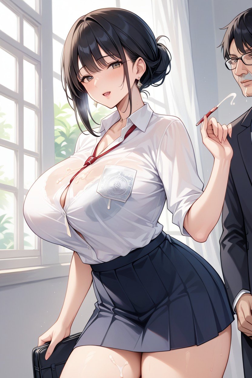 School Skirt, Huge Tits, Black HairAI 포르노