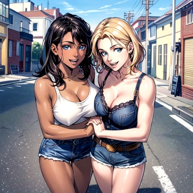 2 People, Jean Shorts, Cute AI Porn