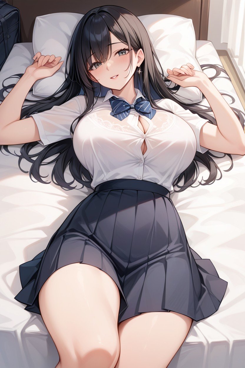 Laying, Huge Tits, Black HairAIポルノ