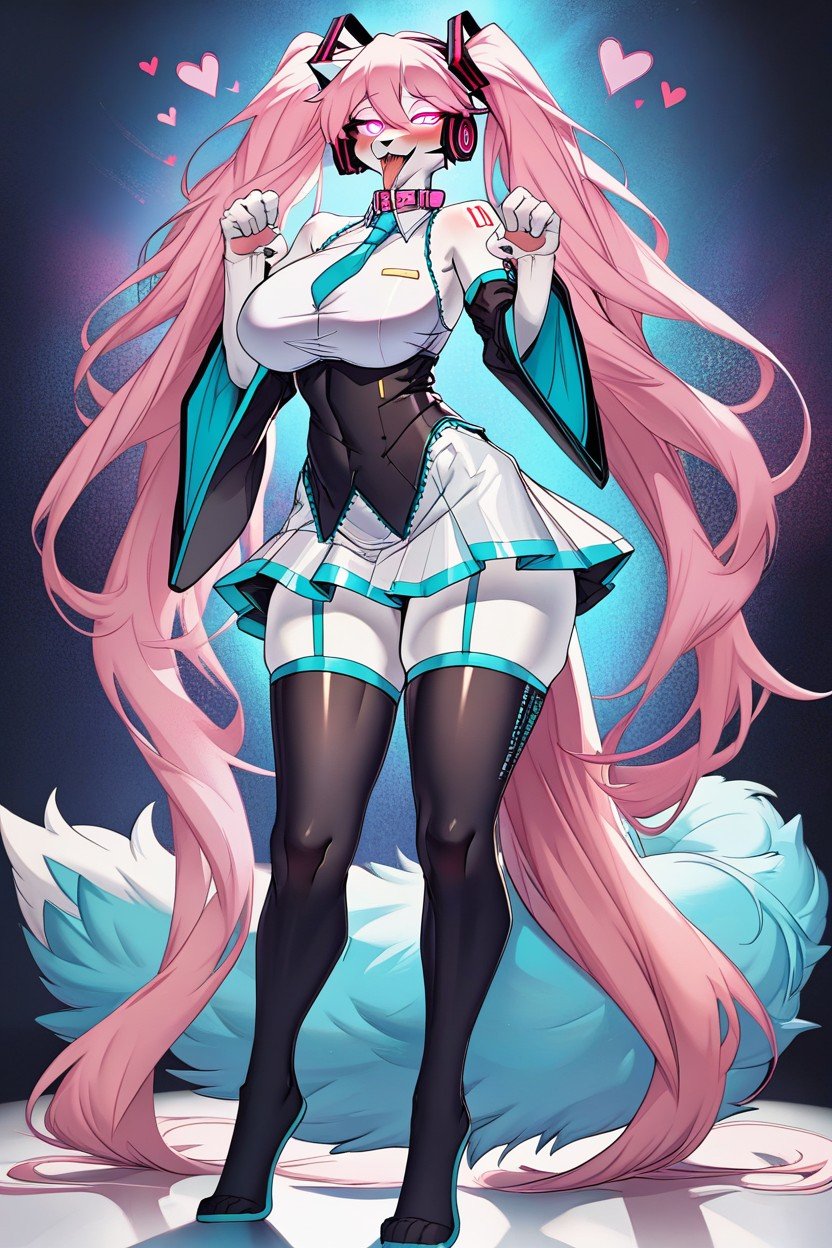 Pink Collar, Black Miniskirt, Hatsune Miku MommyPorno IA Furry