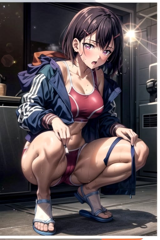 Lame Swimsuit, Metallic Swimsuit, Black HairPorno AI Hentai