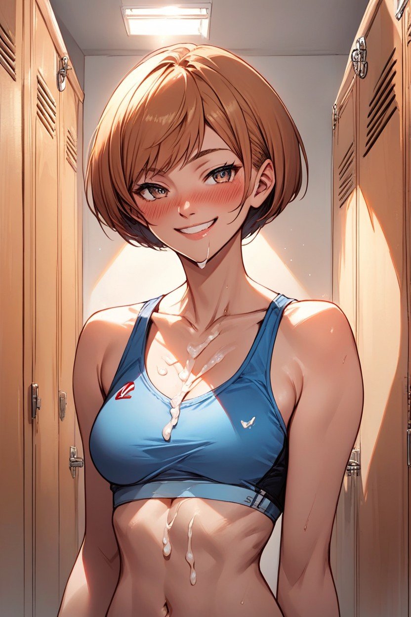 Touching Chest, Bust Shot, Chie Satonaka AI Porn