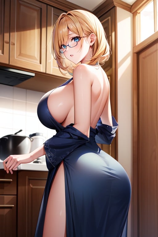 Kitchen, Person, Massive BreastAIポルノ