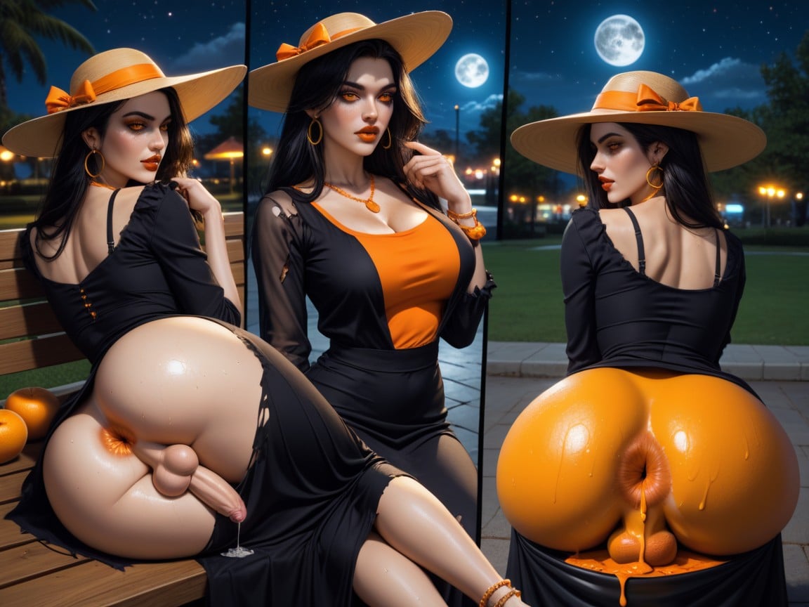 Multiple Scenes, Bowl Of Wet Oranges, Red Drops Of Juice On A Blue Sore Bumhole Shemale AI Porn