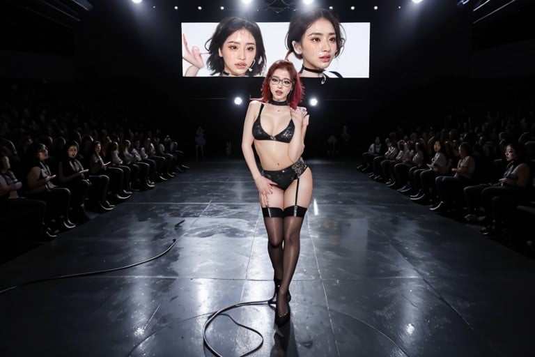 Black Lingeries, 마른 체형, 서 있기AI 포르노