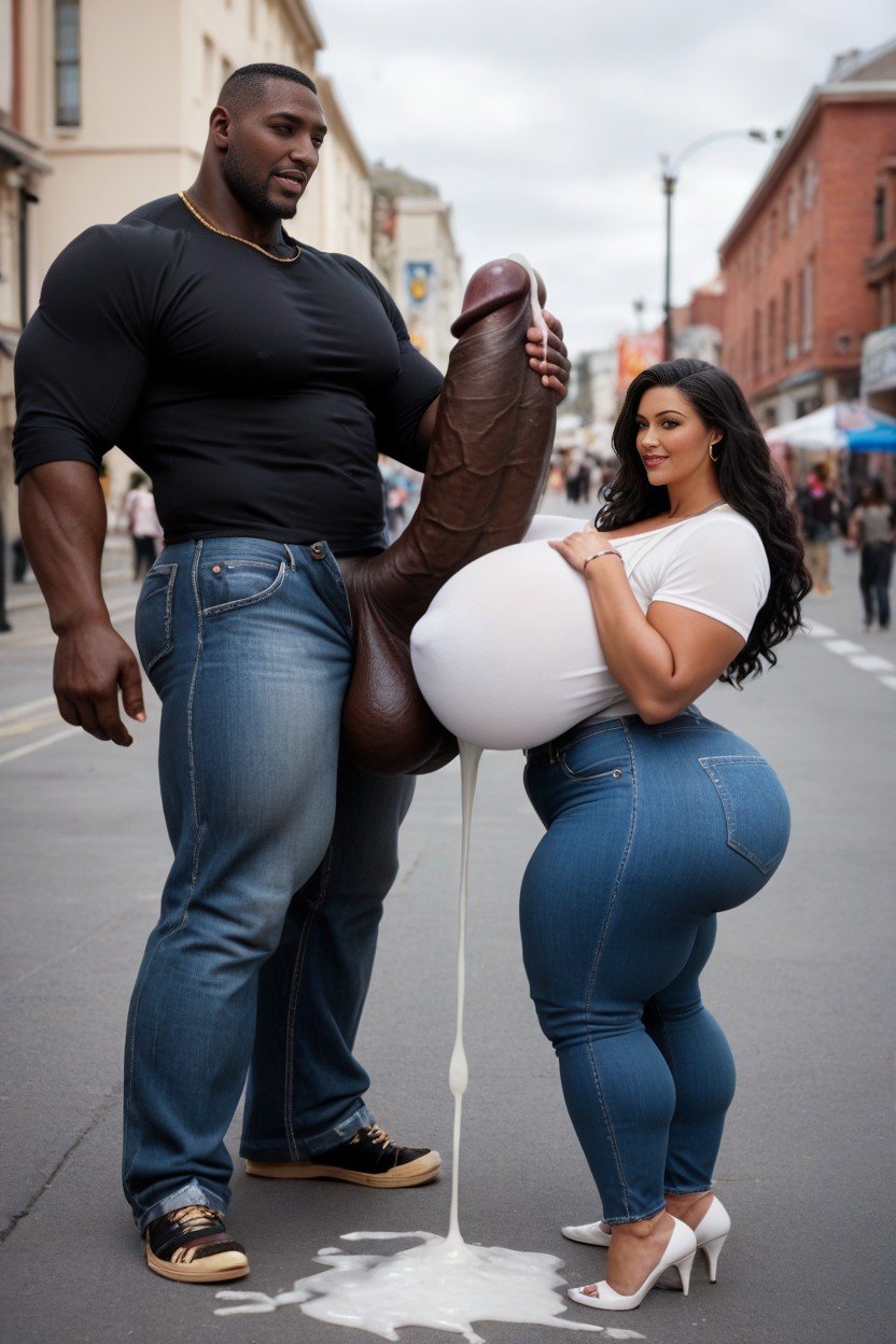 Huge Brazilian Butt Lift, Extreme Massive Hyper Cock, Woman Is Way Taller Than Man Pornografia de IA