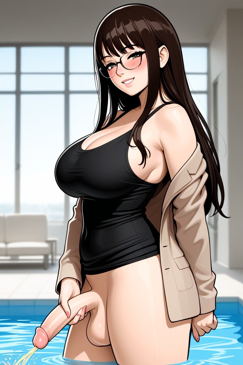 Small, Long Flaccid Dick, Long Length Shemale AI Porn