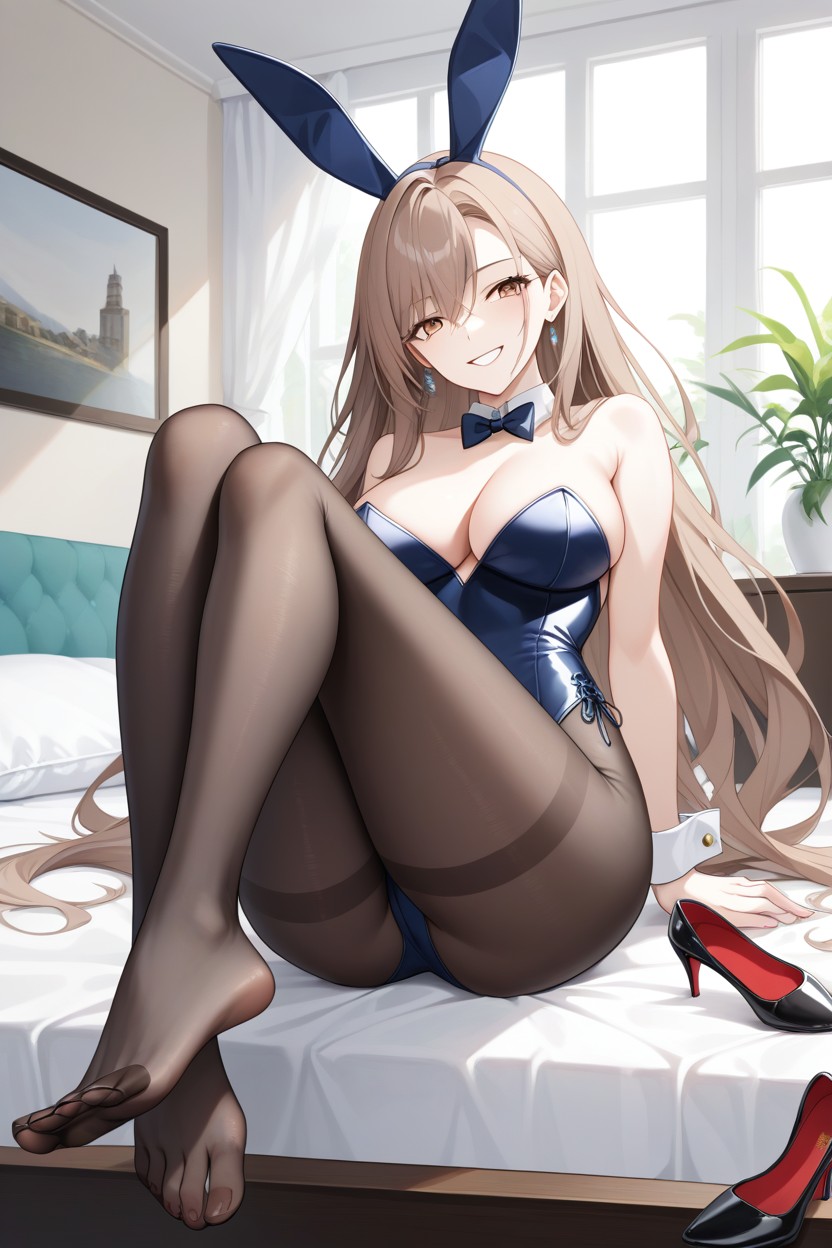 Bunny Young Woman, Show Taking Off Shoes, Naughty Smile Furry IA