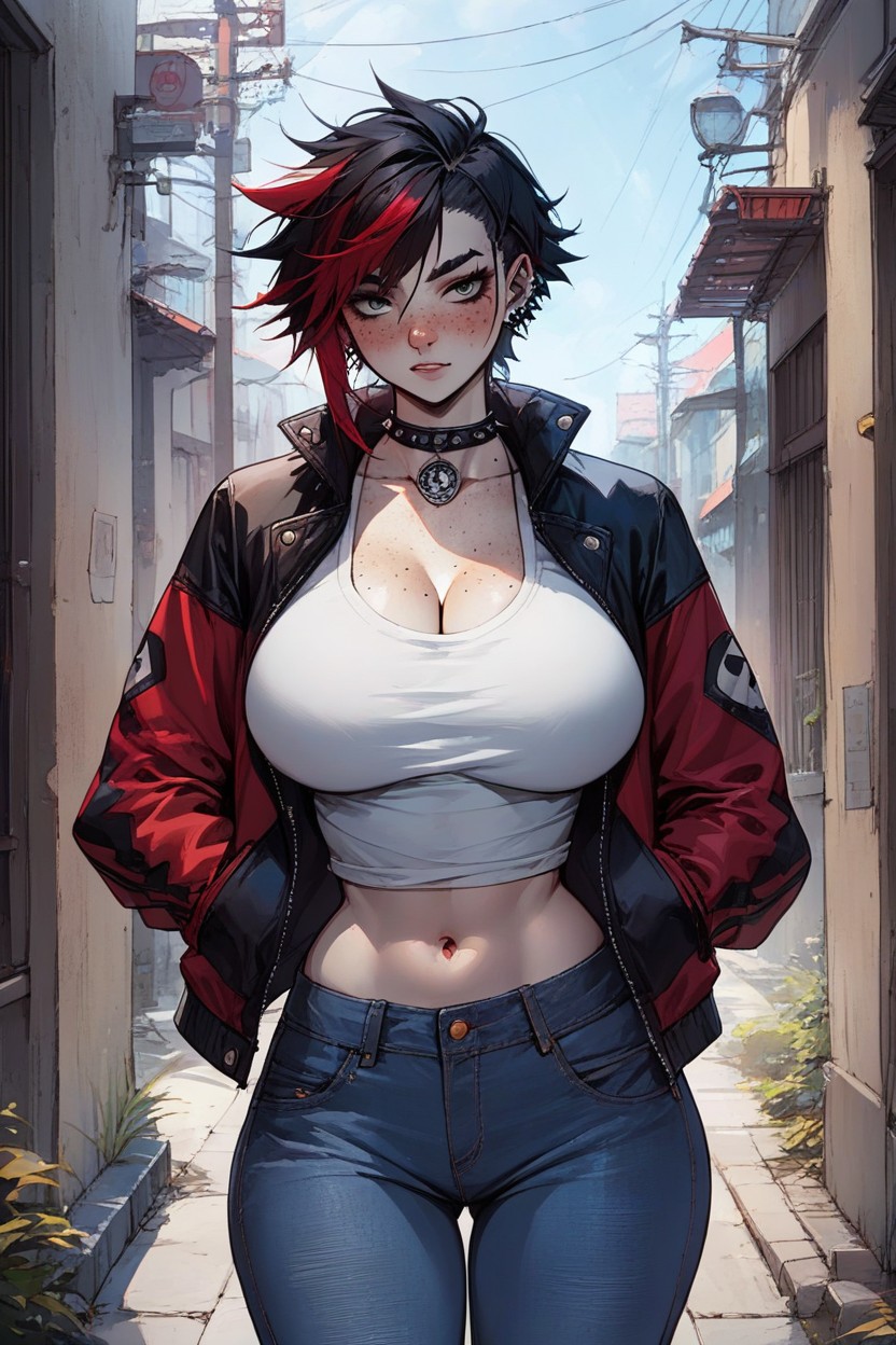 Jeans, Emo Young Woman, JacketAI黃片