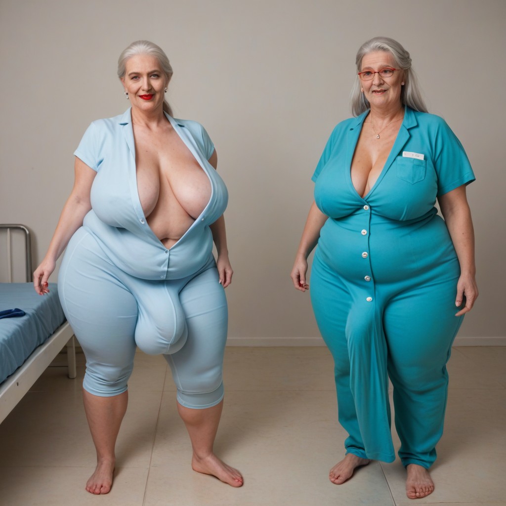 Gigantic, Grinning, White Hair Shemale AI Porn