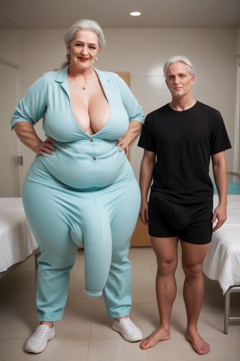 Long Length, Turquoise Doctor Shirt, Onesie Shemale AI Porn