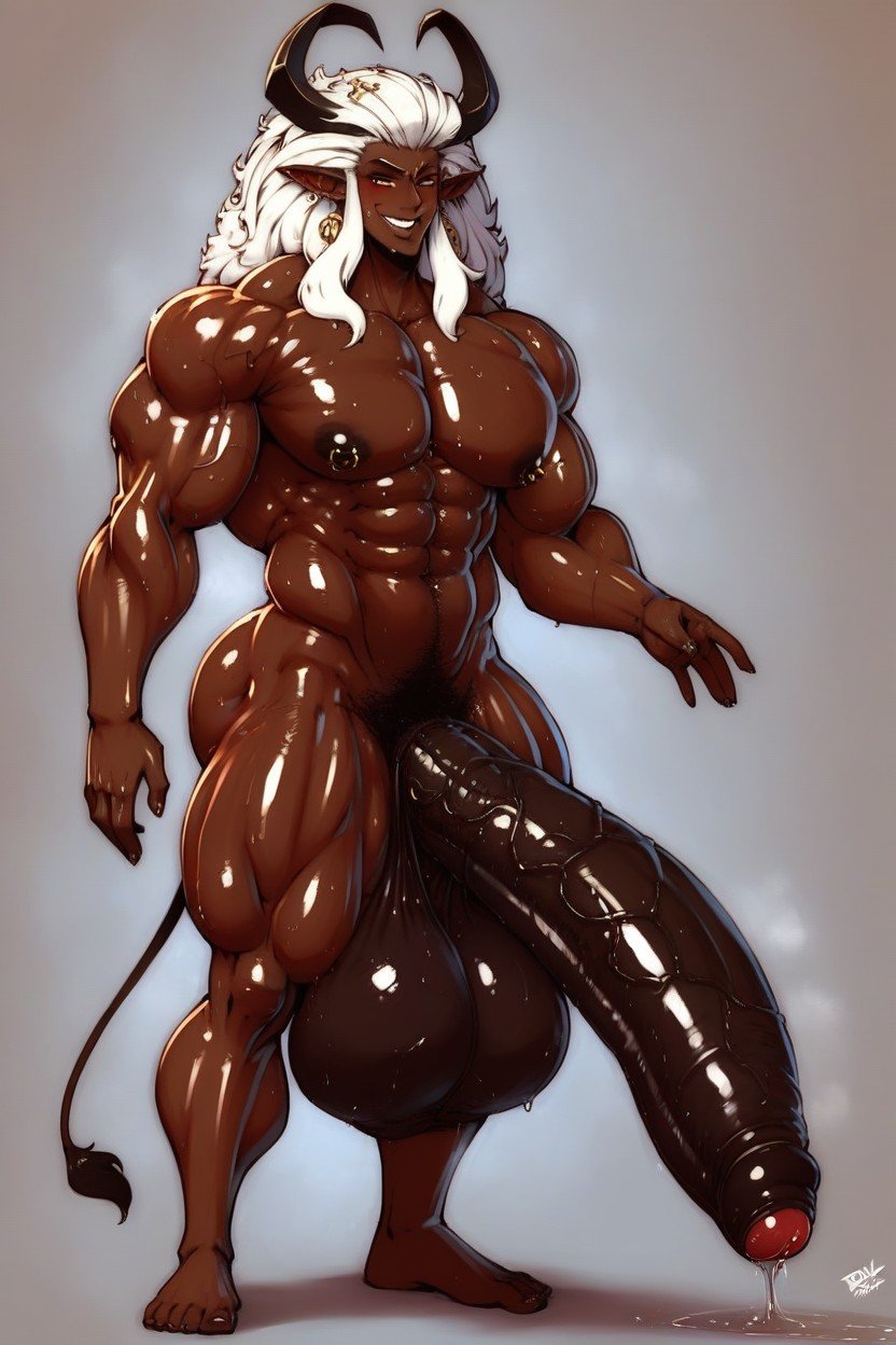 Dark Skin Male, Heavy Long Black Flaccid Hose Cock, Bald HeadAIポルノ