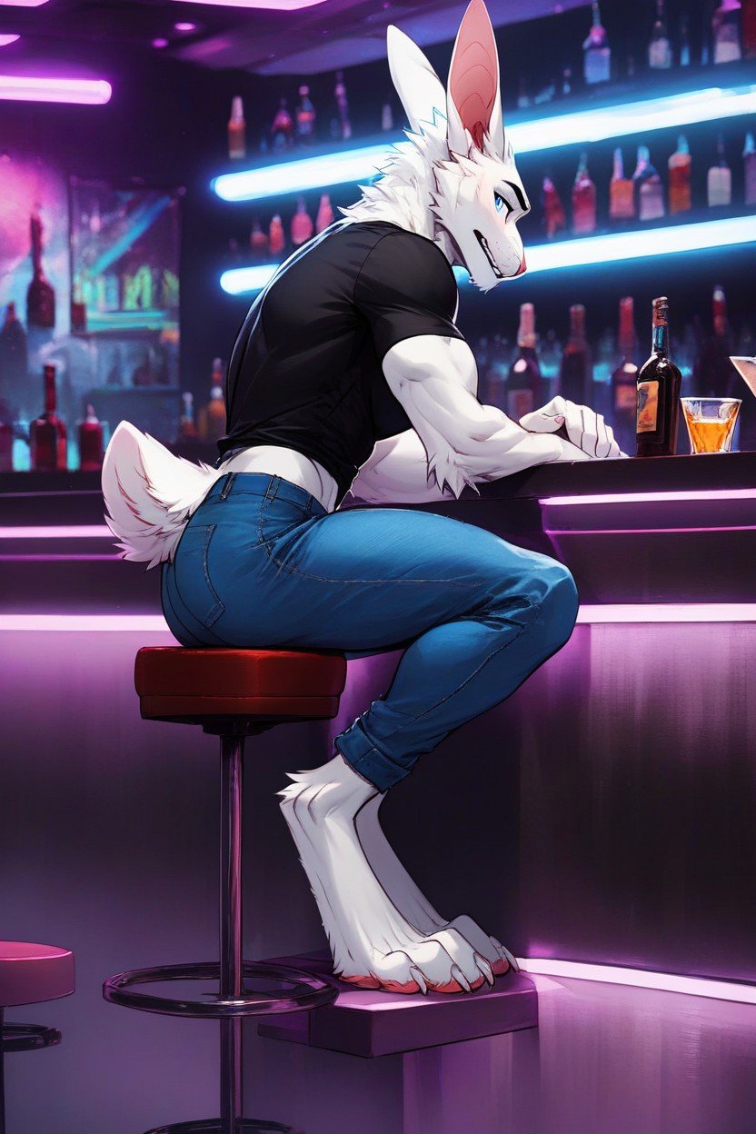 Nightclub, Vue De Côté, Digitigrade LegsPorno IA Furry