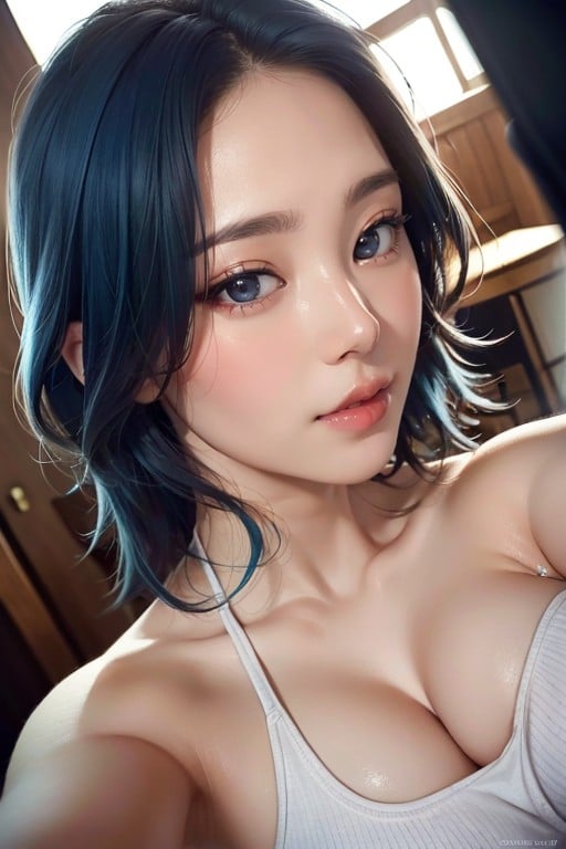 Blue Hair, Selfie, 20s AI Porn