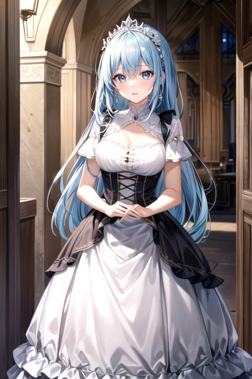 Light Blue Hair, Diadem, Long Length Hentai AI Porn