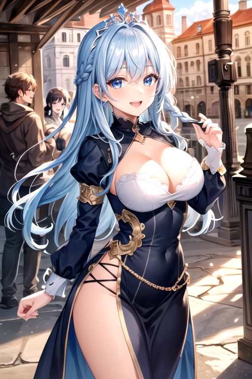 Cheveux Bleu Clair, Yeux Bleus, MédiévalPorno IA Hentai