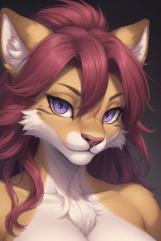 Lesbian, Violet Bushy Hair, Vilani Lioness With Red Marks퍼리 AI 포르노