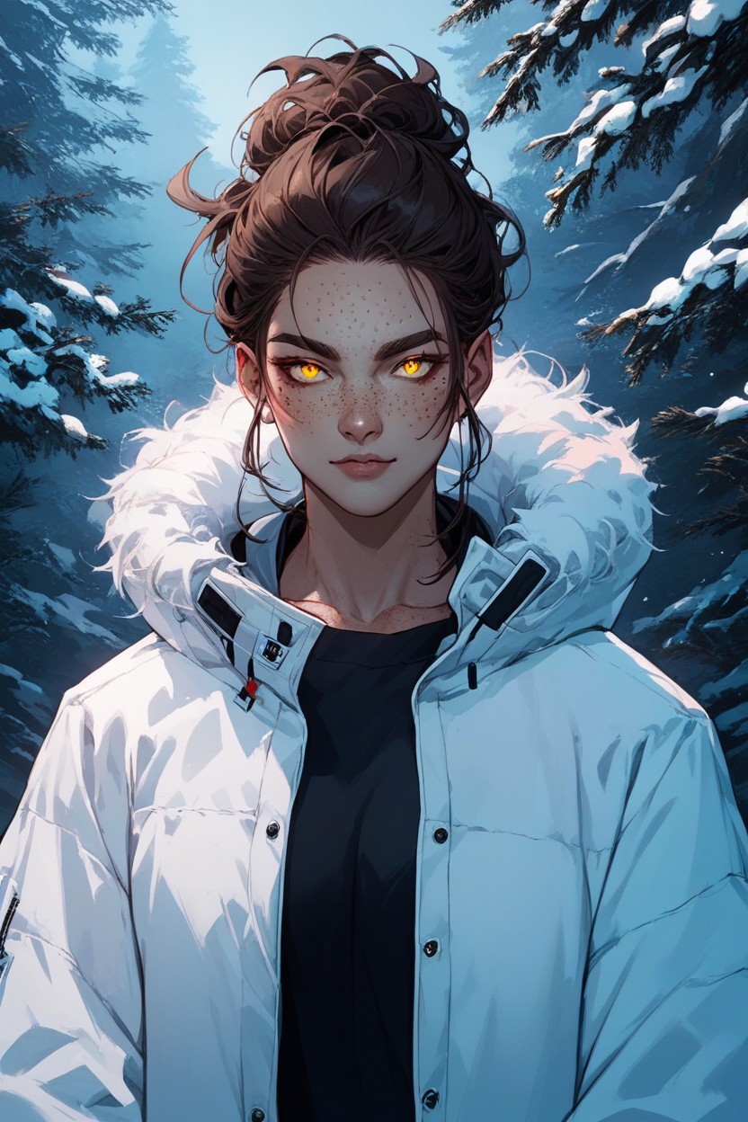 Freckles, Elated Expression, Mixed Race Latina ИИ гей порно