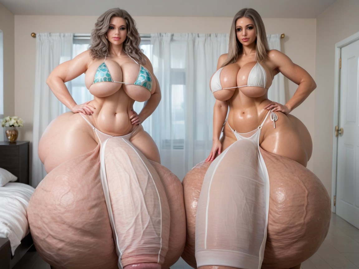 Girthy Penis, Oiled Skin, Bedroom Shemale AI Porn