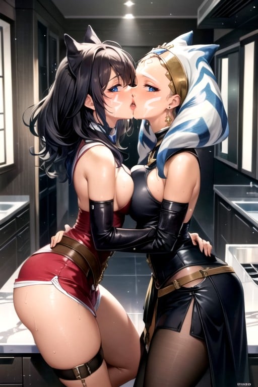 Ahsoka Tano (star Wars), 2 People, Girls Kissing AI Porn