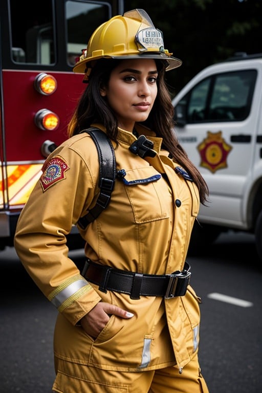 Close Up, Rounded Ass, Firefighter Shemale AI Porn