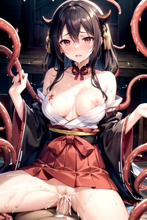 Tentacle Bound Body, Wet Clothes, Bare ShouldersPorno AI Hentai