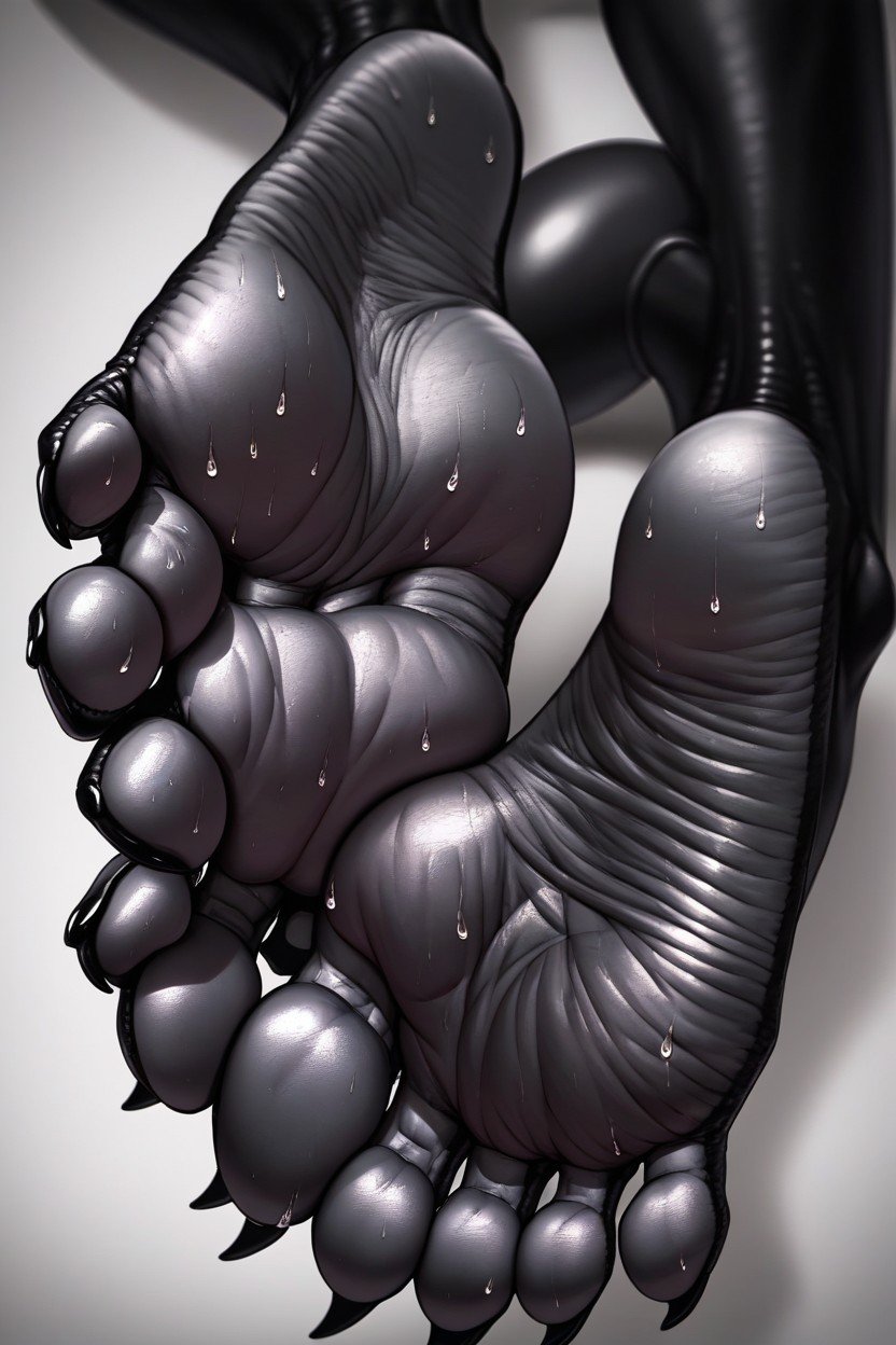 Foot Sniffing, Xenomorph Alien Malepresenting His Sweaty Soles And Feet, Highly DetailedPorno AI Furry