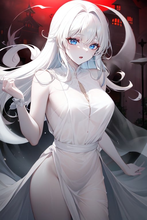 Ghost Girl, Blue Eyes, Curly AI Porn