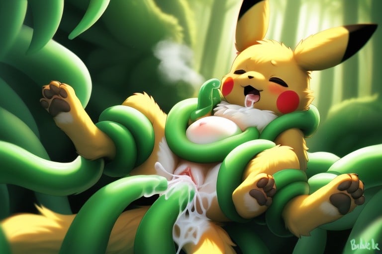 Stomach Bulge, Pikachu, Tentáculos Pornografia peluda com IA