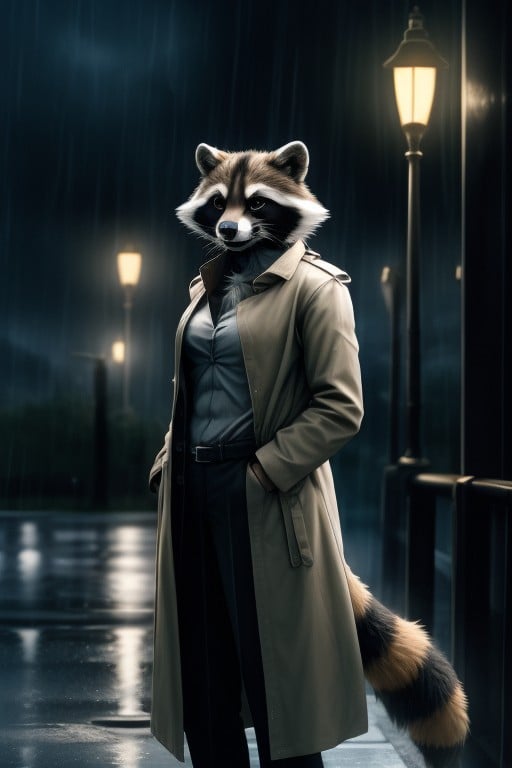 Night, Raining, Detective Furry AI Porn