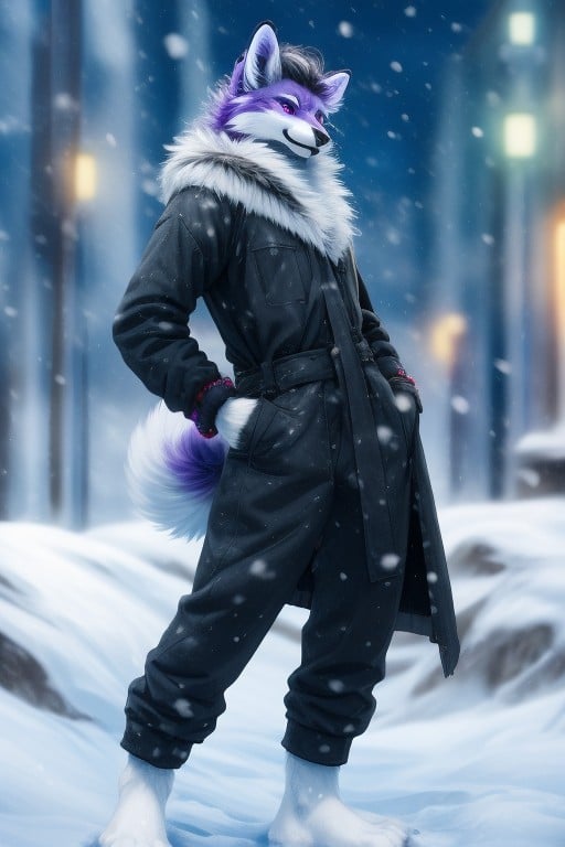 Curly, Hands On Hips, Snowing Furry AI Porn