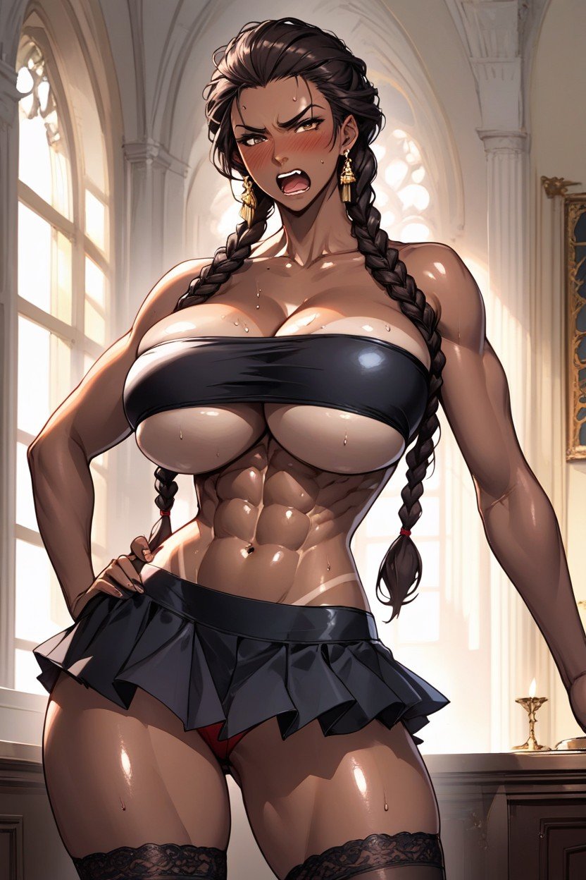 Fit, Busty African, Tanned Line Hentai AI Porn