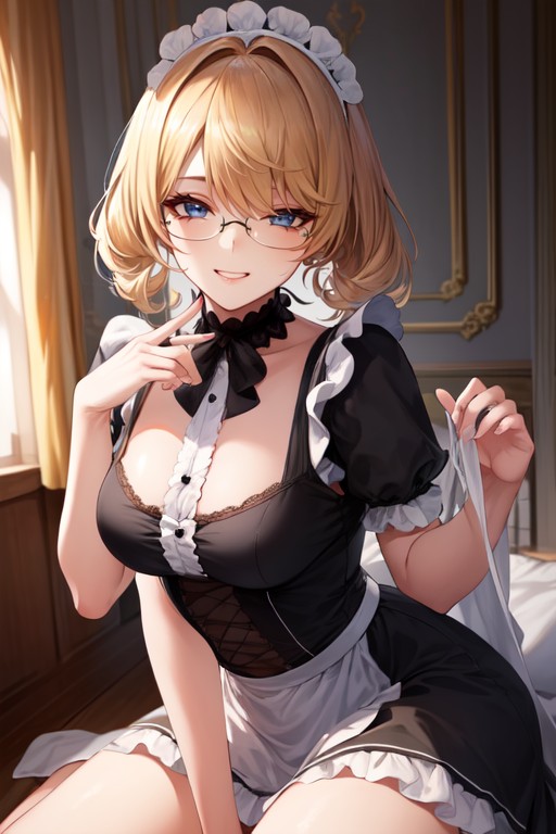 Blonde Hair, Wink, French Maid AI Porn