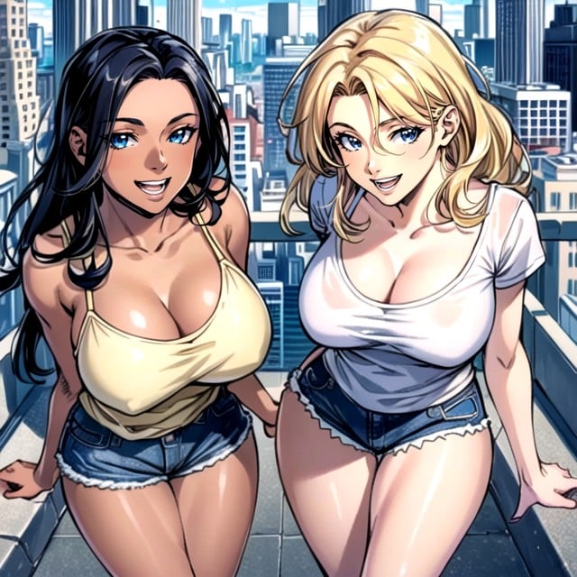 Comic, Rooftop, Dark Brown Skin AI Porn