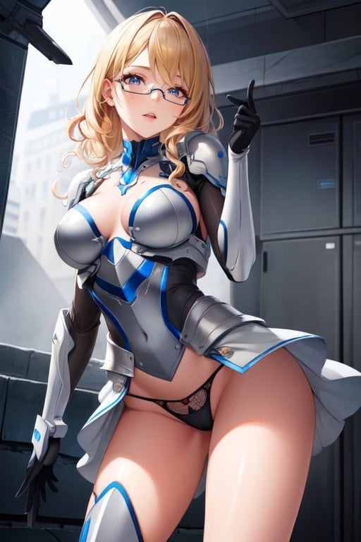 Blonde Hair, Bottom Up (upskirt), Robot Armor AI Porn