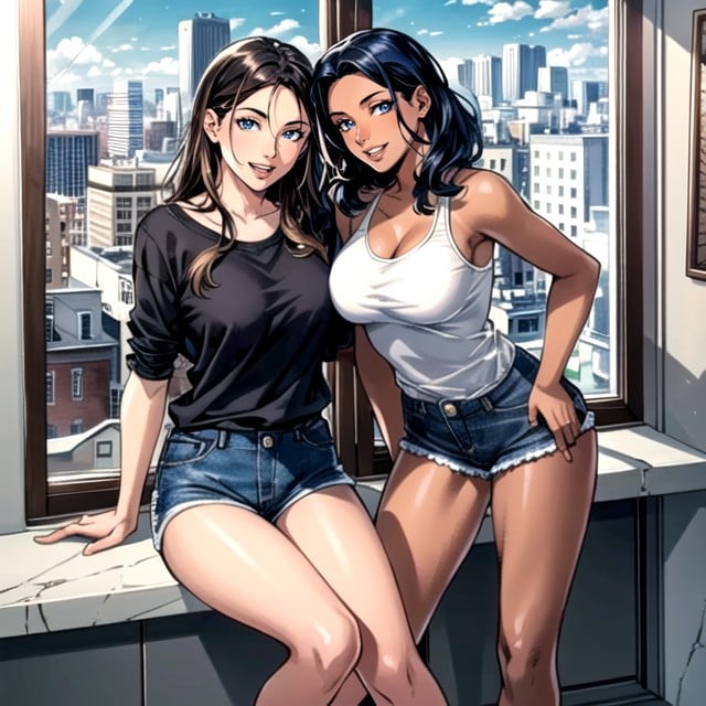 Comic, Dark Brown Skin, Jean Shorts AI Porn