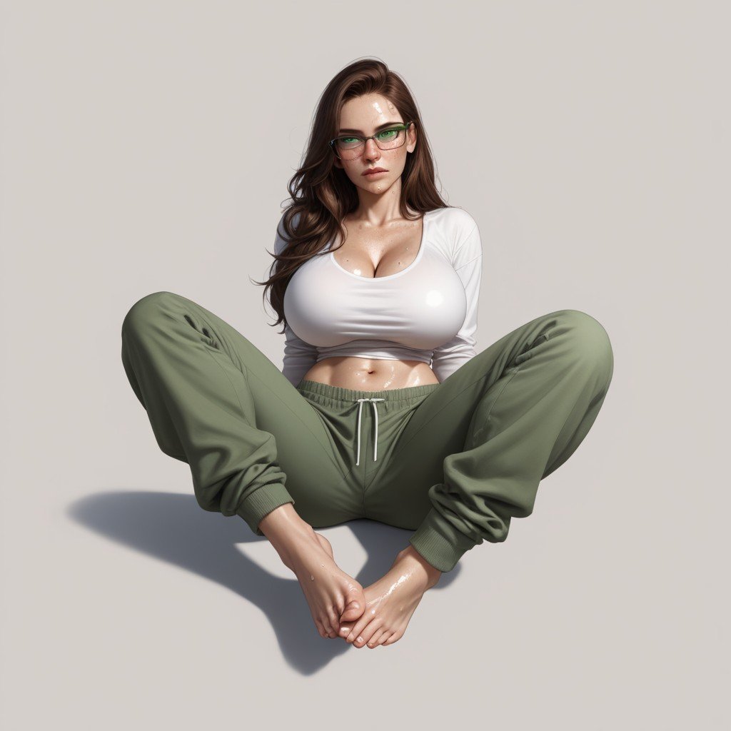 Escote, Baggy Green Sweatpants, ToesPorno AI