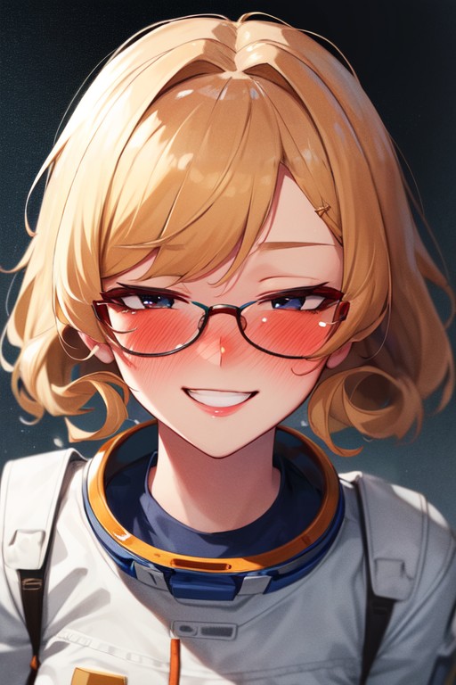 Blonde Hair, Mischievous (smiling While Blushing), Glasses AI Porn