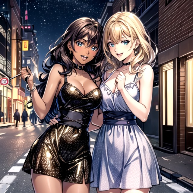 Dark Brown Skin, Cute, Street AI Porn