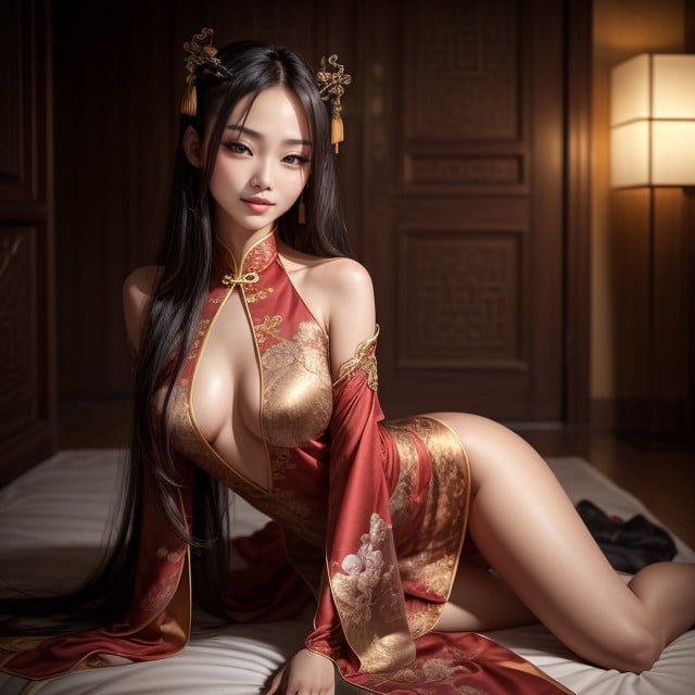 Peito Pequeno, Corpo Todo, Hanfu Chinês Pornografia de IA