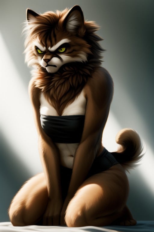 Kneeling, Angry, Strapless Top Furry AI Porn