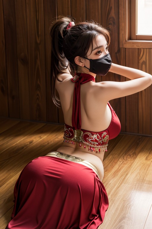 Evening Ball Mask, Splits (rear View), Belly Dancer AI Porn